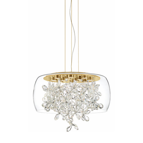 ZEEV Lighting DESTINY 12 Light LED 20 Inch Clear Glass Dome Shade Chandelier in Aged Brass Finish Model: CD10243-LED-AGB