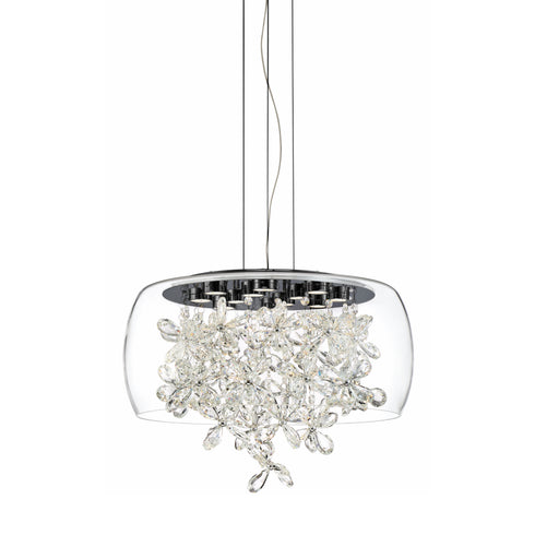 ZEEV Lighting DESTINY 12 Light LED 20 Inch Clear Glass Dome Shade Chandelier in Aged Brass Finish Model: CD10243-LED-AGB