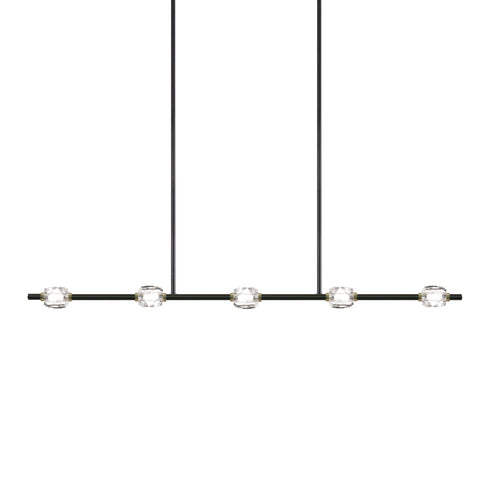 ZEEV Lighting Diamante 47 Inch LED 5 Light Sleek Crystal Linear in Oxide Black & Brass Model: PL10805-LED-5-BX-LB