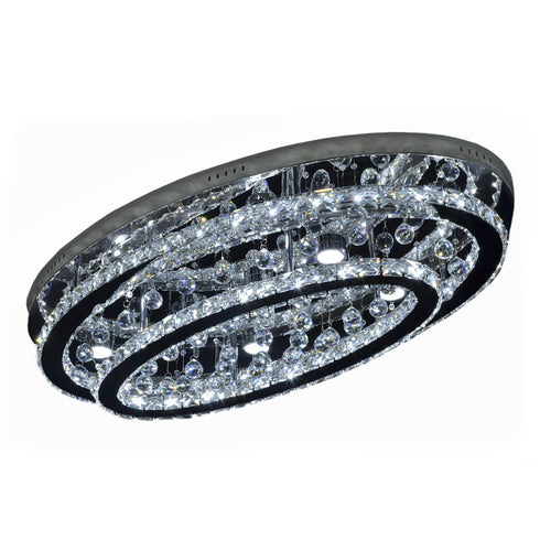 Zeev Lighting EMBER LED 22 Inch 2 Tier Oval Flush Mount in Chrome Finish Model: FM60020-LED-CH-RD