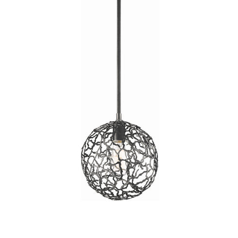 Zeev Lighting HELIOS 1 Light 1 Light 10 Inch Organic in Matte Black Metal Globe Pendant Model: P30037-1-MBK