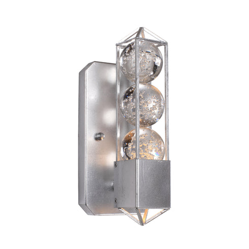 ZEEV Lighting IMBRIUM 1 Light 10 Inch Modern Orb in Silver Leaf Vertical Wall Sconce Model: WS70009-1-SL