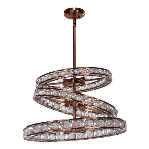 ZEEV Lighting Imbrium 24 Inch 12 Light 3 Tier Bubble Crystal Chandelier in Copper Model: CD10069-12-CP-V