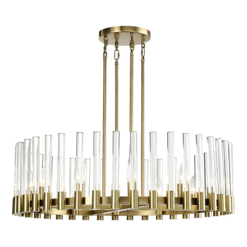 ZEEV Lighting JULIAN 12 Light 40 Inch Oval in Aged Brass Linear Glass Chandelier Model: CD10355-12-AGB