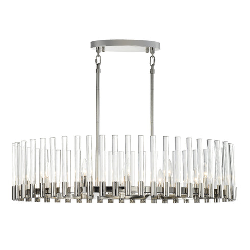ZEEV Lighting JULIAN 12 Light 40 Inch Oval in Aged Brass Linear Glass Chandelier Model: CD10355-12-AGB