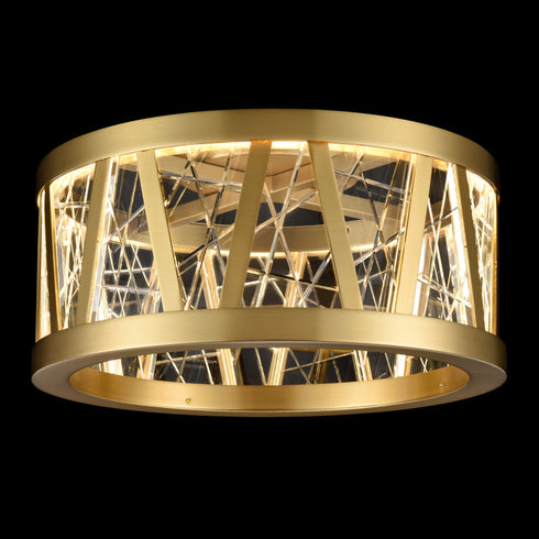 ZEEV Lighting Lucus 15 Inch LED Crystal Drum Semi Flush in Aged Brass Model: SF11516-LED-AGB