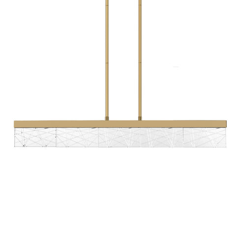 Zeev Lighting LUCUS LED 3CCT 43 Inch Thick Engraved Crystals in Aged Brass Linear Pendant Model: PL11501-LED-43-AGB