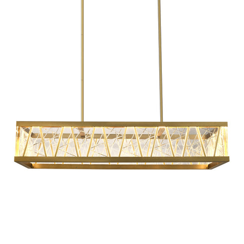 Zeev Lighting LUCUS LED 3CCT 48 Inch Thick Engraved Crystals in Aged Brass Rectangular Chandelier Model: CD11522-LED-AGB