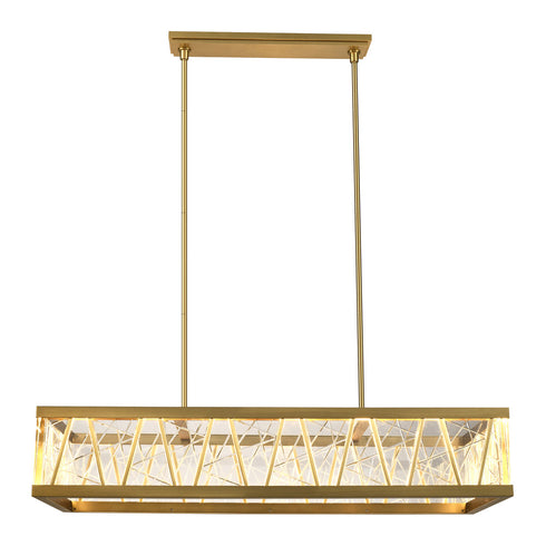 Zeev Lighting LUCUS LED 3CCT 48 Inch Thick Engraved Crystals in Aged Brass Rectangular Chandelier Model: CD11522-LED-AGB
