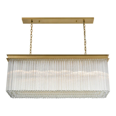 ZEEV Lighting LUMINEER 20 Light 48 Inch Rectangular in Aged Brass Inverted Tiered Crystal Chandelier Model: CD10328-20-AGB