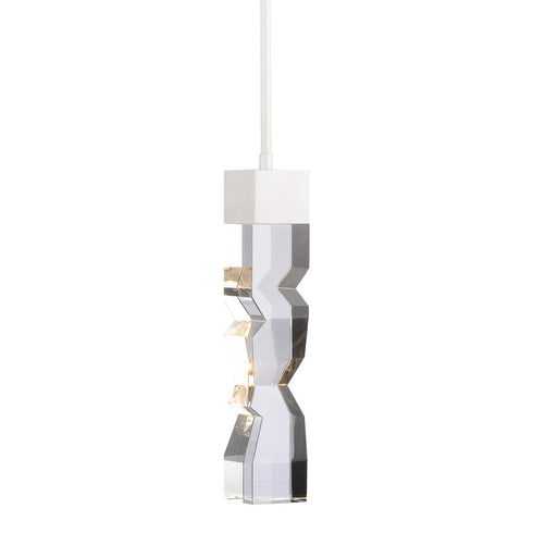 Zeev Lighting MAMADIM 1 Light LED 3CCT 1 Light 2 Inch x2 Inch Carved Crystal in Aged Brass Mini Pendant Model: MP11301-LED-2x2-AGB