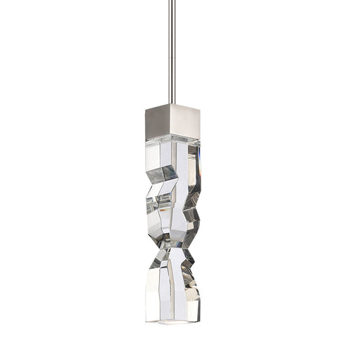 Zeev Lighting MAMADIM 1 Light LED 3CCT 1 Light 2 Inch x2 Inch Carved Crystal in Aged Brass Mini Pendant Model: MP11301-LED-2x2-AGB