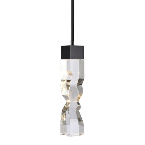 Zeev Lighting MAMADIM 1 Light LED 3CCT 1 Light 2 Inch x2 Inch Carved Crystal in Aged Brass Mini Pendant Model: MP11301-LED-2x2-AGB