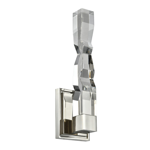 Zeev Lighting MAMADIM 1 Light LED 3CCT 1 Light 2 Inch x2 Inch Carved Crystal in Aged Brass Vertical Wall Sconce Model: WS11309-LED-1-2x2-AGB
