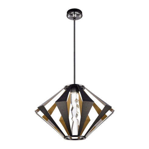 ZEEV Lighting Mamadim 24 Inch LED Architectural Crystal Pendant in Black & Brass in Satin Brushed Black Finish Model: EP11371-LED-1-2x2-SBB+AGB