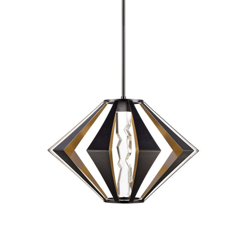 ZEEV Lighting Mamadim 24 Inch LED Architectural Crystal Pendant in Black & Brass in Satin Brushed Black Finish Model: EP11371-LED-1-2x2-SBB+AGB