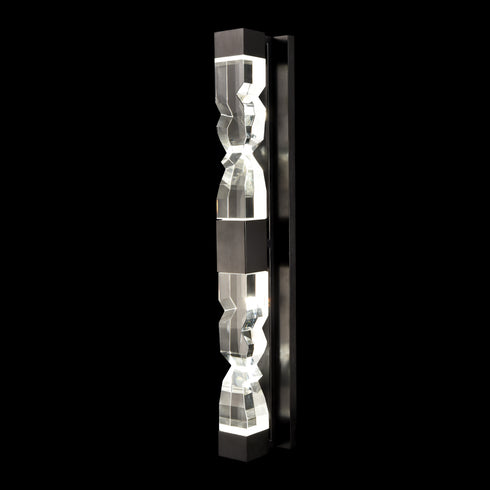 Zeev Lighting MAMADIM 4 Light LED 3CCT 4 Light 36 Inch Unique 3 Inch x3 Inch Carved Crystals Luxury in Satin Brushed Black Linear Vani Model: VL11333-LED-36-3x3-SBB