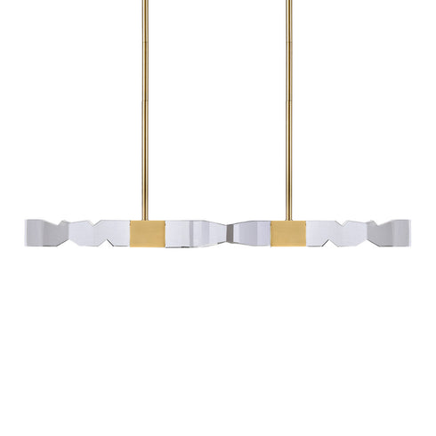 Zeev Lighting MAMADIM 4 Light LED 3CCT 4 Light 49 Inch Unique 3 Inch x3 Inch Carved Crystals Luxury in Aged Brass Linear Pendant Model: PL11337-LED-49-3x3-AGB
