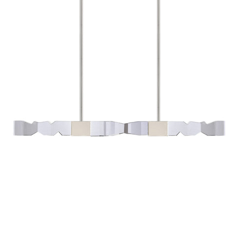Zeev Lighting MAMADIM 4 Light LED 3CCT 4 Light 49 Inch Unique 3 Inch x3 Inch Carved Crystals Luxury in Aged Brass Linear Pendant Model: PL11337-LED-49-3x3-AGB