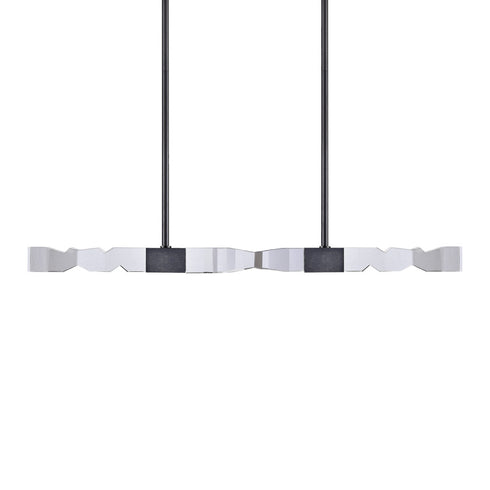 Zeev Lighting MAMADIM 4 Light LED 3CCT 4 Light 49 Inch Unique 3 Inch x3 Inch Carved Crystals Luxury in Aged Brass Linear Pendant Model: PL11337-LED-49-3x3-AGB