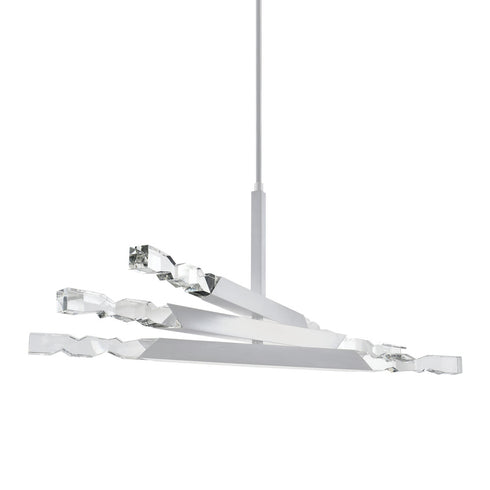 Zeev Lighting MAMADIM 6 Light LED 3CCT 6 Light 48 Inch 2 Inch x2 Inch Carved Crystals Adjustable in Matte White Chandelier Model: CD11342-LED-6-2x2-MW