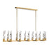 ZEEV Lighting Mamadim 72 Inch LED 12 Light 2 Inch x2 Inch Crystal Linear in Aged Brass Model: PL11356-LED-12-2x2-AGB