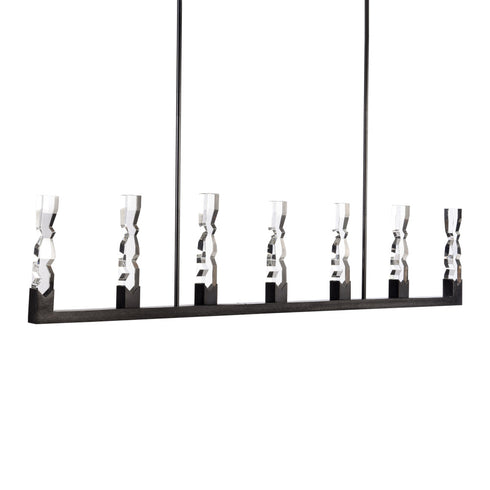 ZEEV Lighting Mamadim 72 Inch LED 7 Light 2 Inch x2 Inch Crystal Linear in Satin Black in Satin Brushed Black Finish Model: PL11355-LED-7-2x2-SBB
