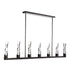 ZEEV Lighting Mamadim 72 Inch LED 7 Light 2 Inch x2 Inch Crystal Linear in Satin Black in Satin Brushed Black Finish Model: PL11355-LED-7-2x2-SBB