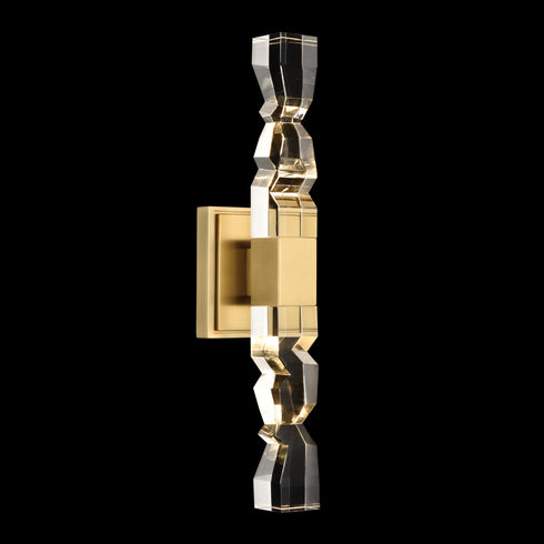 ZEEV Lighting MAMADIM LED 3CCT 2 Light 3 Inch x3 Inch Carved Crystals in Aged Brass Duo Wall Sconce Model: WS11321-LED-2-3x3-AGB