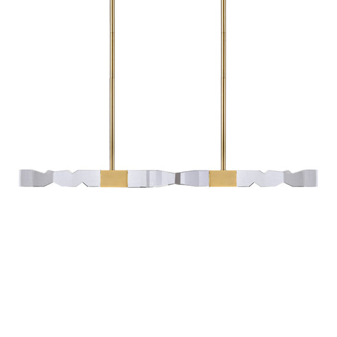 ZEEV Lighting MAMADIM LED 3CCT 4 Light 49 Inch Unique 2 Inch x2 Inch Carved Crystals Luxury in Aged Brass Linear Pendant Model: PL11345-LED-49-2x2-AGB