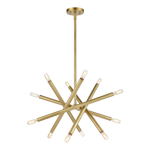ZEEV Lighting MANDELORIAN 12 Light 32 Inch Inch Adjustable Satin Brushed Black Sputnik Chandelier in Matte Black Finish Model: CD10038-12-MBK
