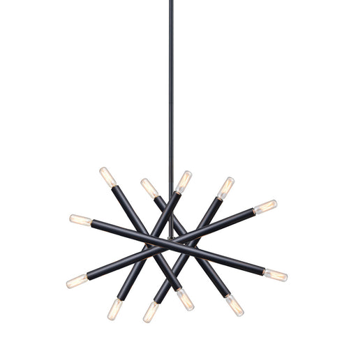ZEEV Lighting MANDELORIAN 12 Light 32 Inch Inch Adjustable Satin Brushed Black Sputnik Chandelier in Matte Black Finish Model: CD10038-12-MBK