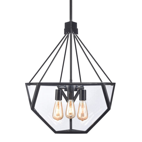 Zeev Lighting MOONBOW 3 Light 3 Light 21 Inch Architectural Glass in Satin Brushed Black Chandelier Model: CD10029-3-SBB