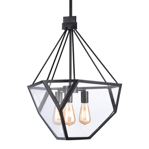 Zeev Lighting MOONBOW 3 Light 3 Light 21 Inch Architectural Glass in Satin Brushed Black Chandelier Model: CD10029-3-SBB