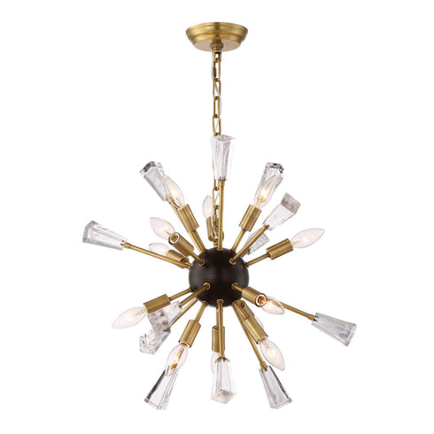 ZEEV Lighting MUSE 12 Light 24 Inch in Aged Brass Rock Crystal Sputnik Chandelier Model: CD10165-12-AGB+MBK