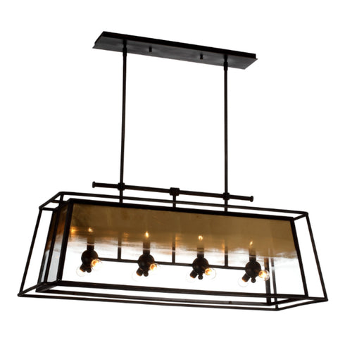 Zeev Lighting OCCASUS 12 Light 12 Light 40 Inch Taper Gold Leaf Glass Shade Chandelier in Rustic Iron Finish Model: CD10100-12-RI-GL