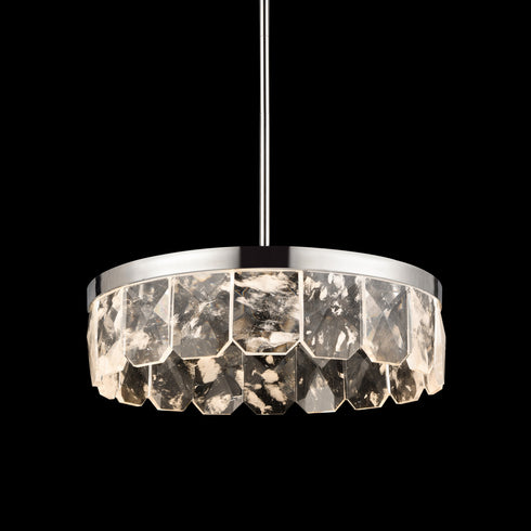 ZEEV Lighting Odraz 24 Inch Infused Clear Crystal LED Pendant in Polished Nickel Model: P11802-LED-24-PN