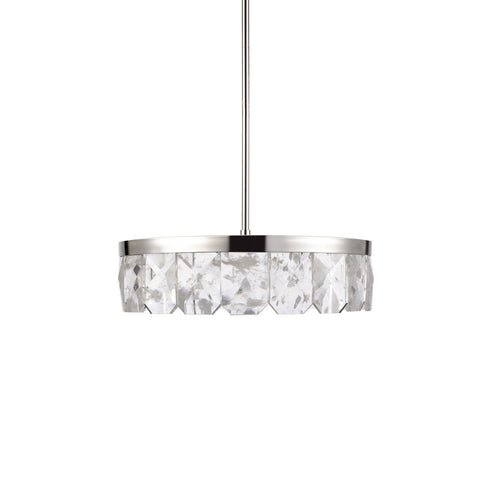 ZEEV Lighting Odraz 24 Inch Infused Clear Crystal LED Pendant in Polished Nickel Model: P11802-LED-24-PN