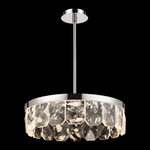 ZEEV Lighting Odraz 24 Inch Infused Clear Crystal LED Pendant in Polished Nickel Model: P11802-LED-24-PN