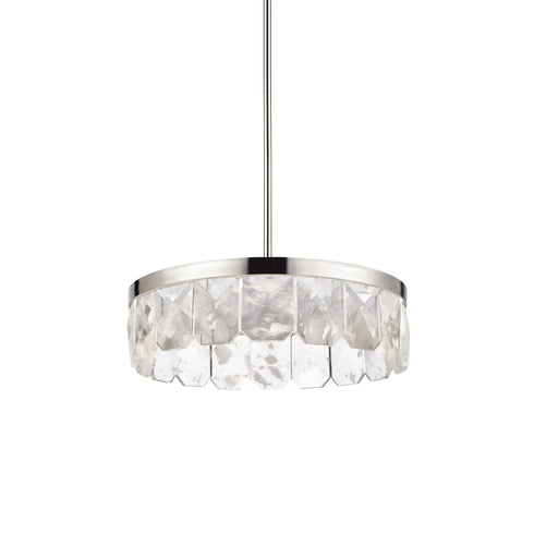 ZEEV Lighting Odraz 24 Inch Infused Clear Crystal LED Pendant in Polished Nickel Model: P11802-LED-24-PN