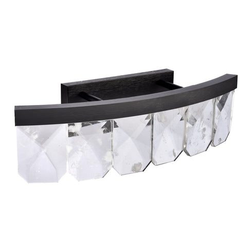 ZEEV Lighting Odraz 26 Inch Infused Clear Crystal Curved LED Vanity in Satin Black in Satin Brushed Black Finish Model: VL11815-LED-26-SBB