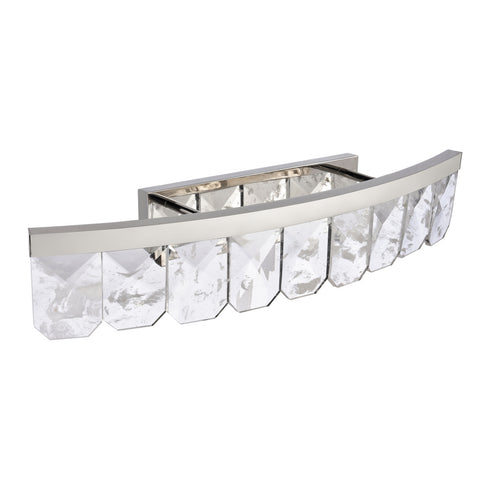 ZEEV Lighting Odraz 38 Inch Infused Clear Crystal Curved LED Vanity in Polished Nickel Model: VL11817-LED-38-PN