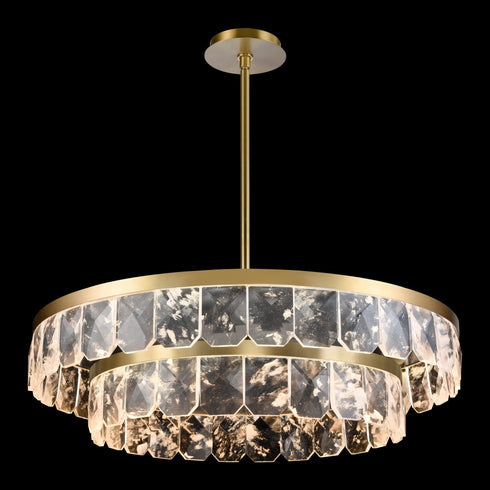 ZEEV Lighting Odraz 44 Inch 2 Tier Infused Crystal LED Chandelier in Aged Brass Model: CD11810-LED-T2-44-AGB