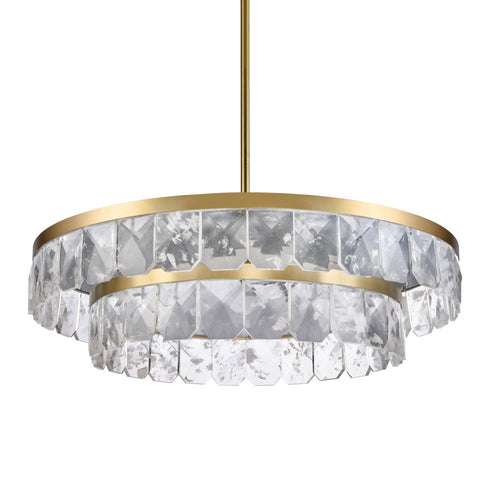 ZEEV Lighting Odraz 44 Inch 2 Tier Infused Crystal LED Chandelier in Aged Brass Model: CD11810-LED-T2-44-AGB