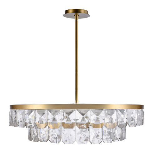 ZEEV Lighting Odraz 44 Inch 2 Tier Infused Crystal LED Chandelier in Aged Brass Model: CD11810-LED-T2-44-AGB