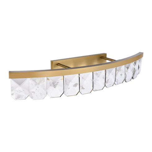 ZEEV Lighting Odraz 45 Inch Infused Clear Crystal Curved LED Vanity in Aged Brass Model: VL11819-LED-45-AGB
