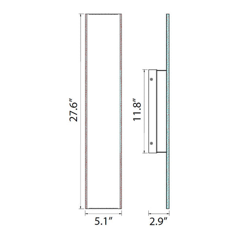 ZEEV Lighting Oluk 28 Inch Sleek Designer LED Wall Sconce in Brushed Aluminum Model: EW10503-LED-28-AL