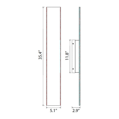 ZEEV Lighting Oluk 35 Inch Sleek Designer LED Wall Sconce in Brushed Aluminum Model: EW10505-LED-35-AL