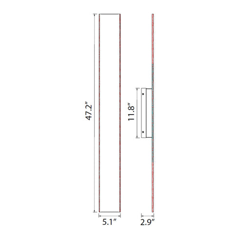 ZEEV Lighting Oluk 47 Inch Sleek Designer LED Wall Sconce in Brushed Aluminum Model: EW10507-LED-47-AL