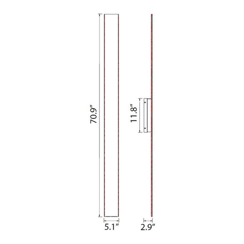 ZEEV Lighting Oluk 72 Inch Sleek Designer LED Wall Sconce in Matte Black in Oxide Black Finish Model: EW10510-LED-71-BX